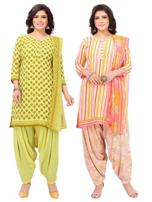 pack of 2 printed unstitched suit combo - 18644336 - Very Small Image - 1