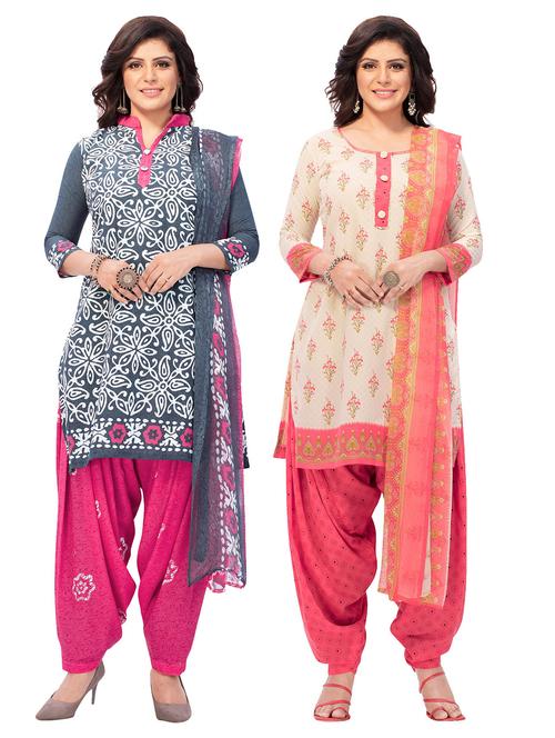 pack of 2 printed unstitched suit combo - 18644376 - Very Small Image - 1
