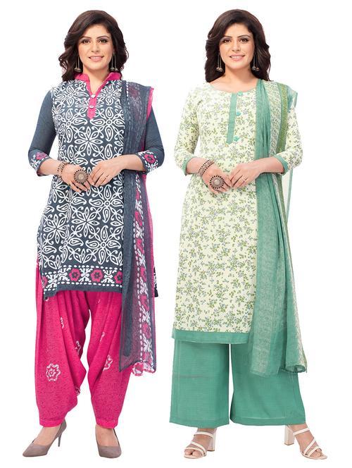 pack of 2 printed unstitched suit combo - 18644387 - Very Small Image - 1