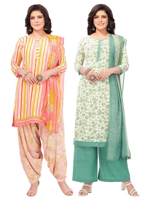 pack of 2 printed unstitched suit combo - 18644517 - Very Small Image - 1