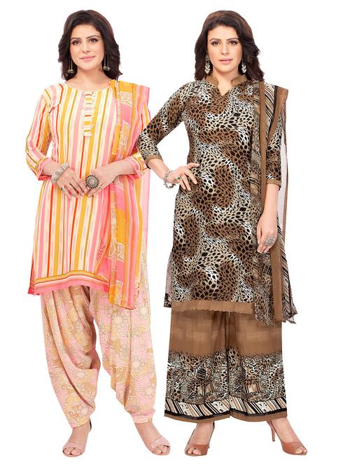 pack of 2 printed unstitched suit combo - 18644518 - Very Small Image - 1