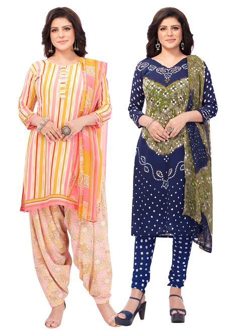 pack of 2 printed unstitched suit combo - 18644525 - Very Small Image - 1