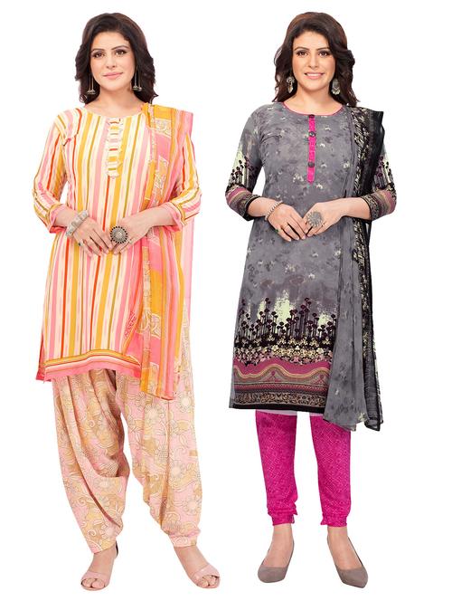 pack of 2 printed unstitched suit combo - 18644526 - Very Small Image - 1