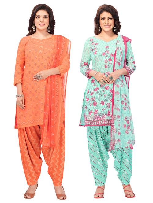 pack of 2 printed unstitched suit combo - 18644567 - Very Small Image - 1