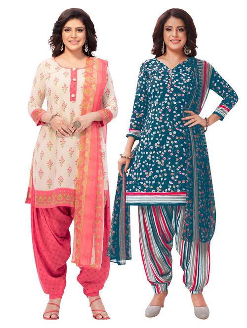 pack of 2 printed unstitched suit combos - 18644655 - Very Small Image - 1