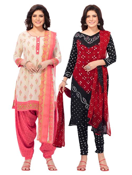 pack of 2 printed unstitched suit combos - 18644668 - Very Small Image - 1