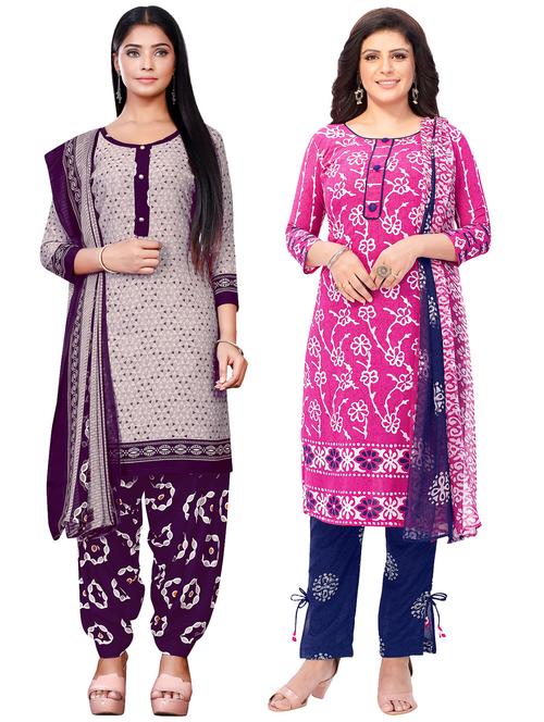 pack of 2 printed unstitched suit combo - 18644867 - Very Small Image - 1