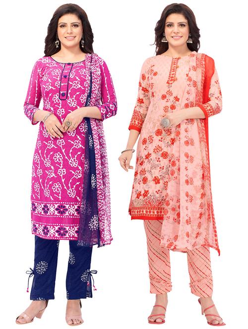 pack of 2 printed unstitched suit combo - 18644943 - Very Small Image - 1