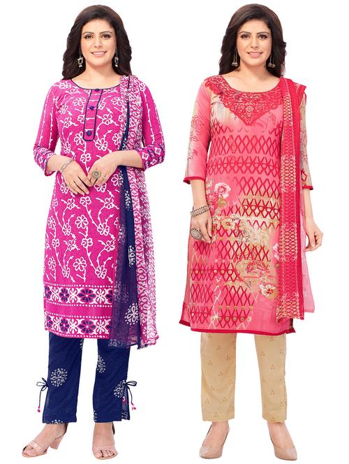 pack of 2 printed unstitched suit combo - 18644944 - Very Small Image - 1