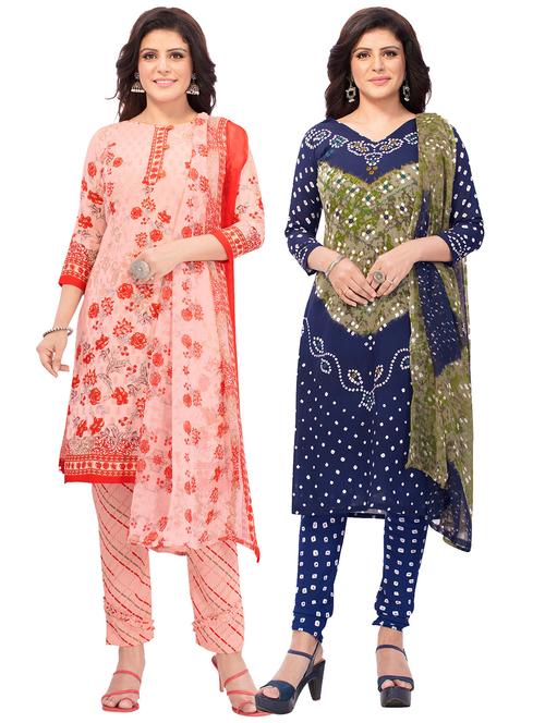 pack of 2 printed unstitched suit combo - 18644954 - Very Small Image - 1