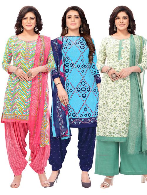 pack of 3 printed unstitched suit combo - 18645004 - Very Small Image - 1