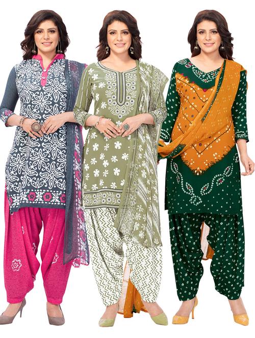 pack of 3 printed unstitched suit combo - 18645024 - Very Small Image - 1