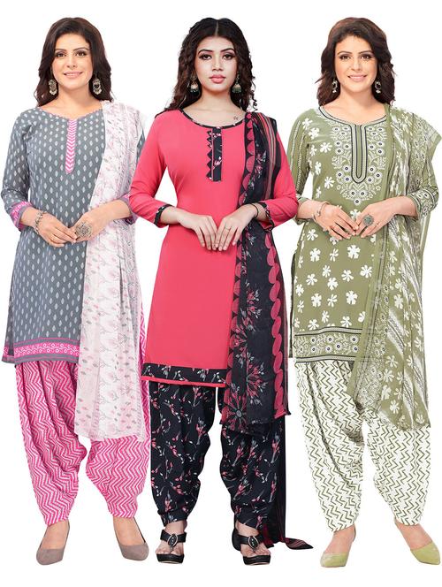 pack of 3 printed unstitched suit combo - 18645073 - Very Small Image - 1