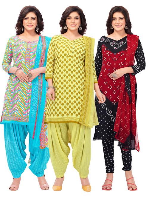 pack of 3 printed unstitched suit combo - 18645081 - Very Small Image - 1