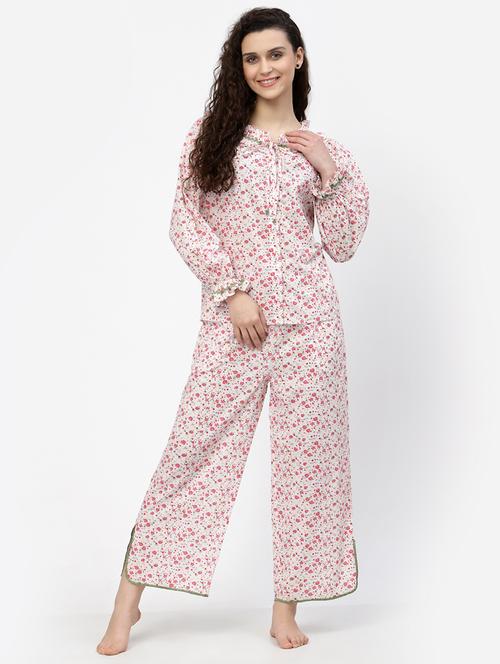 floral nightwear top & bottom set - 18645129 - Very Small Image - 1