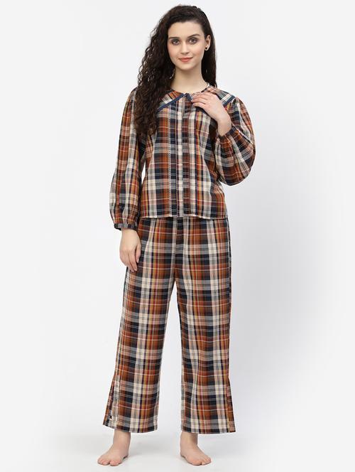 checkered nightwear pajama set - 18645137 - Very Small Image - 1