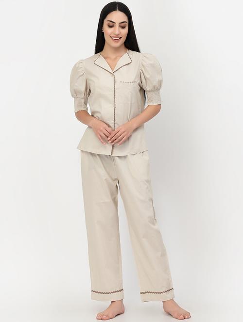 solid nightwear pajama set - 18645141 - Very Small Image - 1