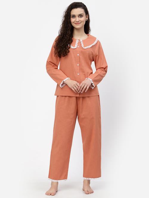 solid nightwear top & bottom set - 18645148 - Very Small Image - 1