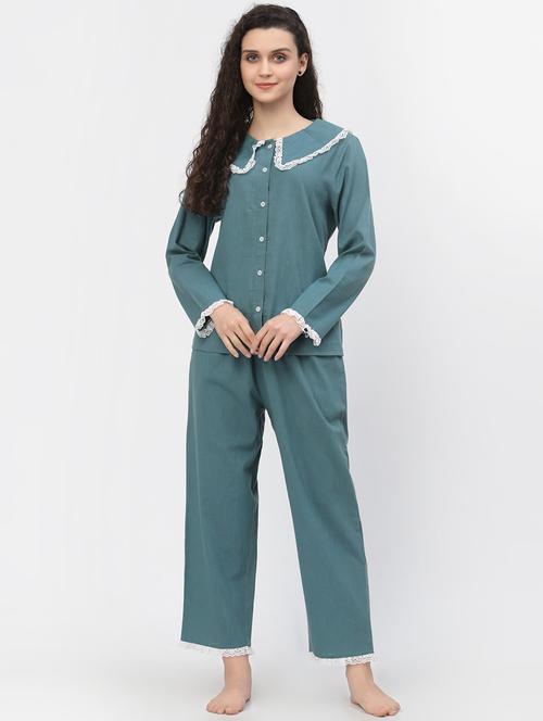 solid nightwear top & bottom set - 18645149 - Very Small Image - 1