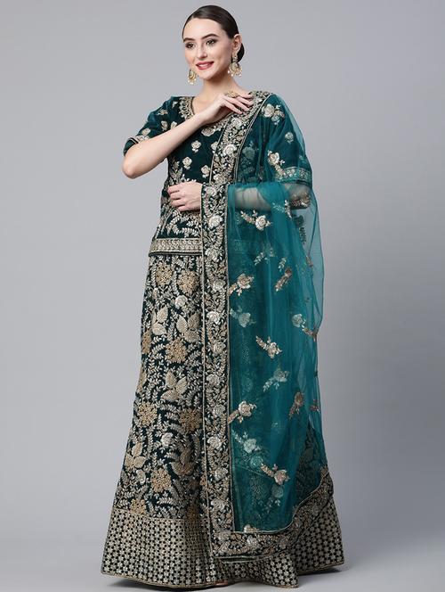 embroidered semi-stitched lehenga choli with dupatta - 18645169 - Very Small Image - 1