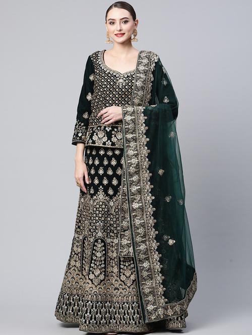 embroidered semi-stitched lehenga choli with dupatta - 18645170 - Very Small Image - 1