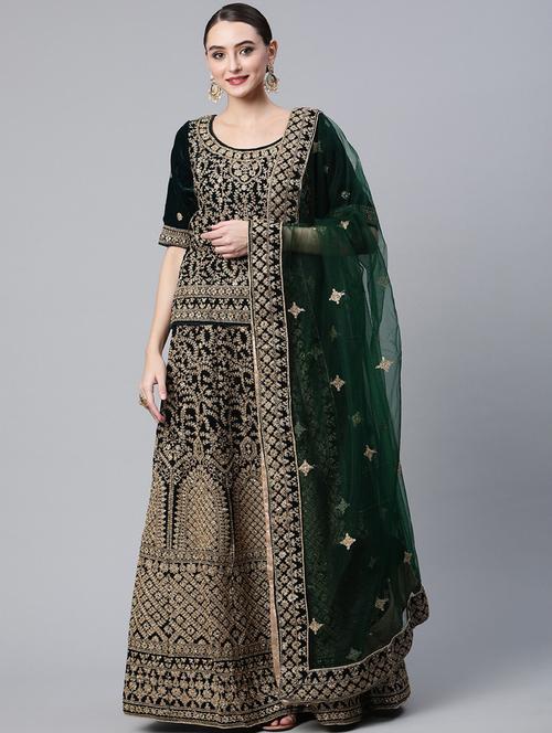 embroidered semi-stitched lehenga choli with dupatta - 18645176 - Very Small Image - 1