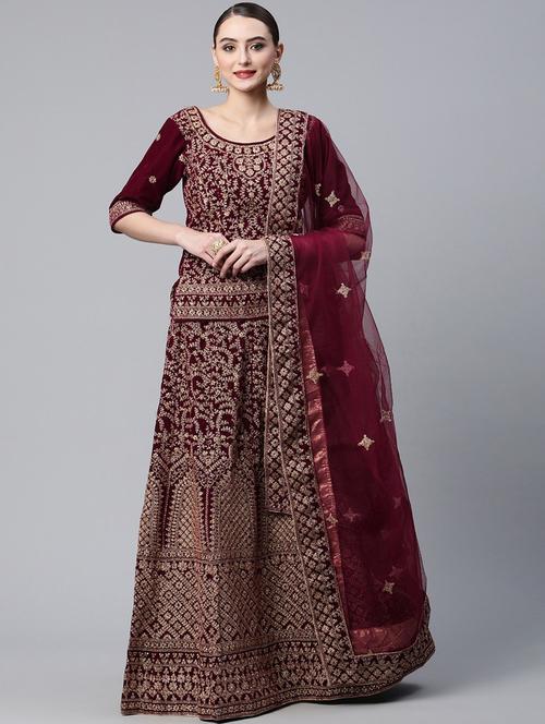 embroidered semi-stitched lehenga choli with dupatta - 18645177 - Very Small Image - 1