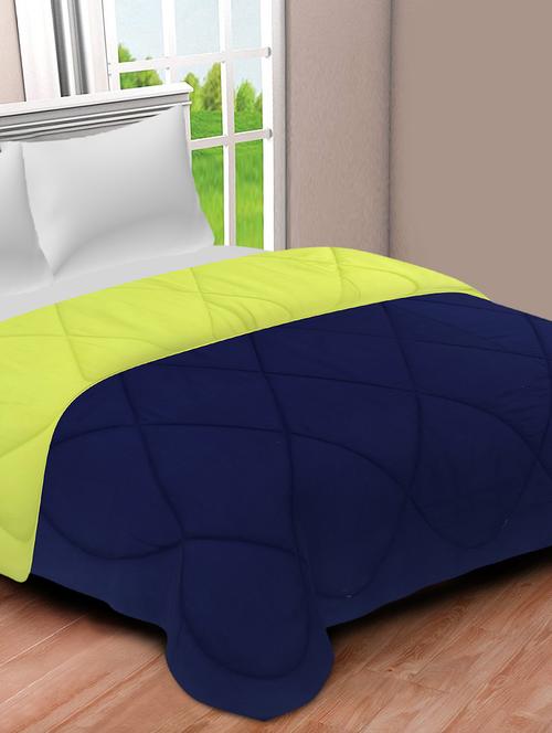 navy blue-lemon green double bed comforter - 18645494 - Very Small Image - 1