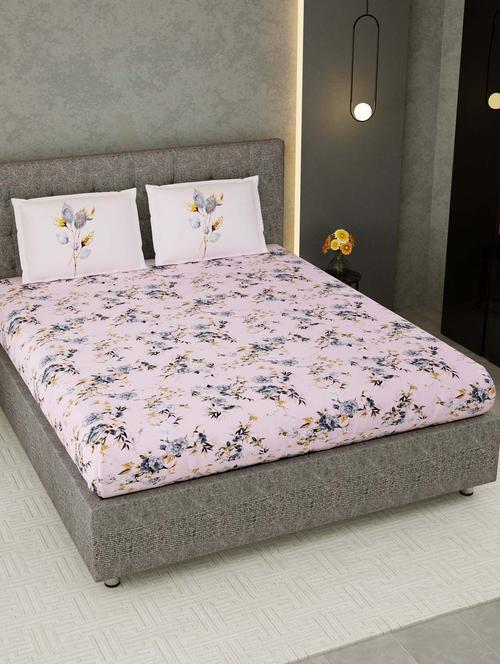 jaipur fabric ayrshire grey king size bedsheet with 2 pillow covers - 18645514 - Very Small Image - 1