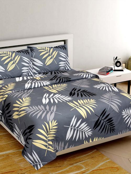 jaipur fabric leaf design bedsheet dark printed colour with 2 pillow cover - 18645523 - Very Small Image - 1