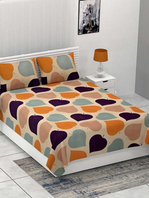 jaipur fabric paan pattern super-soft double bedsheet with 2 pillow covers - 18645526 - Very Small Image - 1