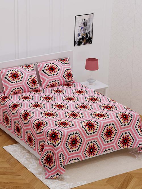jaipur fabric navy rangoli multicolored design super-soft double bedsheet with 2 pillow covers - 18645532 - Very Small Image - 1