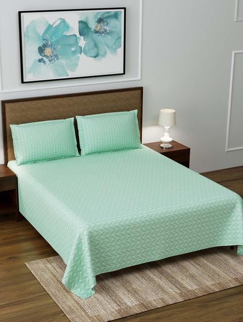 jaipur fabric pista green super soft double bedsheet with 2 pillow covers - 18645534 - Very Small Image - 1