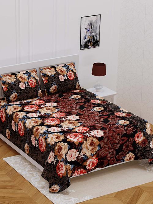 jaipur fabric love rose floral super soft double bedsheet with 2 pillow covers - 18645540 - Very Small Image - 1