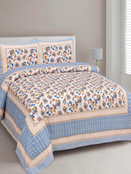 printed double bedsheet with 2 pillow covers - 18645563 - Very Small Image - 1