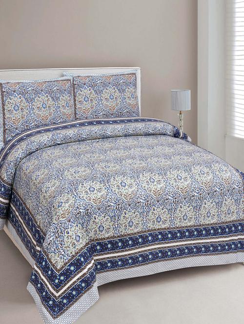 printed double bedsheet with 2 pillow covers - 18645567 - Very Small Image - 1