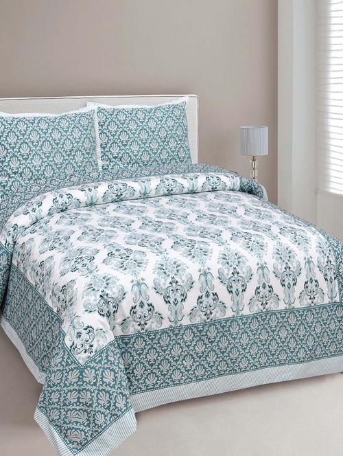 printed double bedsheet with 2 pillow covers - 18645573 - Very Small Image - 1