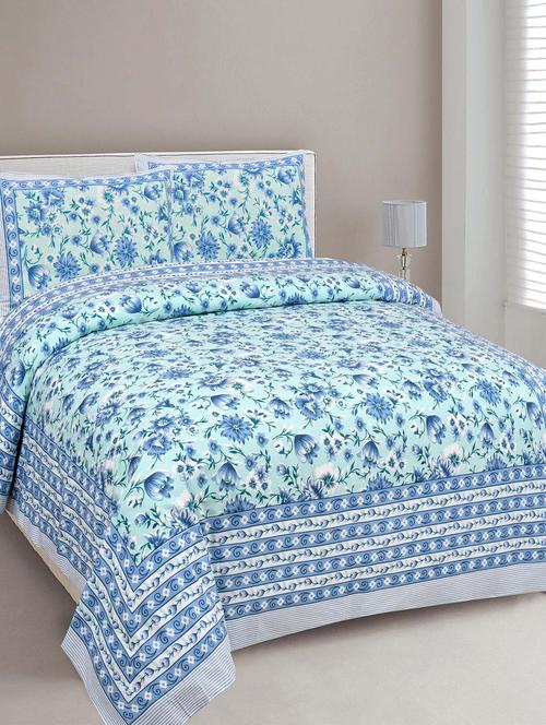 printed double bedsheet with 2 pillow covers - 18645577 - Very Small Image - 1