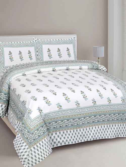 jaipur fabric cotton double bedsheet with 2 pillow covers - 18645613 - Very Small Image - 1