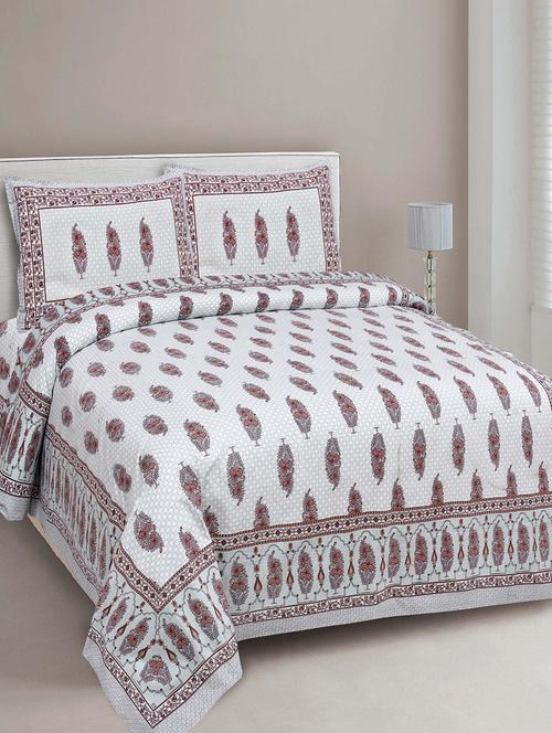jaipur fabric printed double bedsheet with 2 pillow covers - 18645624 - Very Small Image - 1
