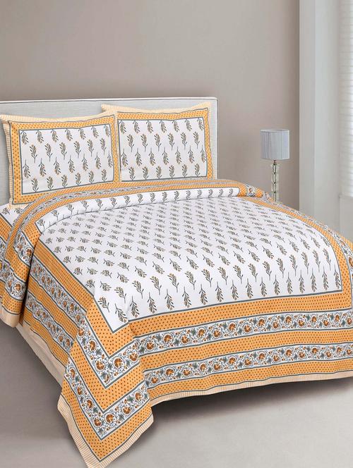 jaipur fabric printed double bedsheet with 2 pillow covers - 18645631 - Very Small Image - 1