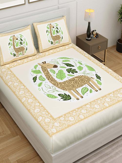 jaipur fabric printed double bedsheet with 2 pillow covers - 18645645 - Very Small Image - 1