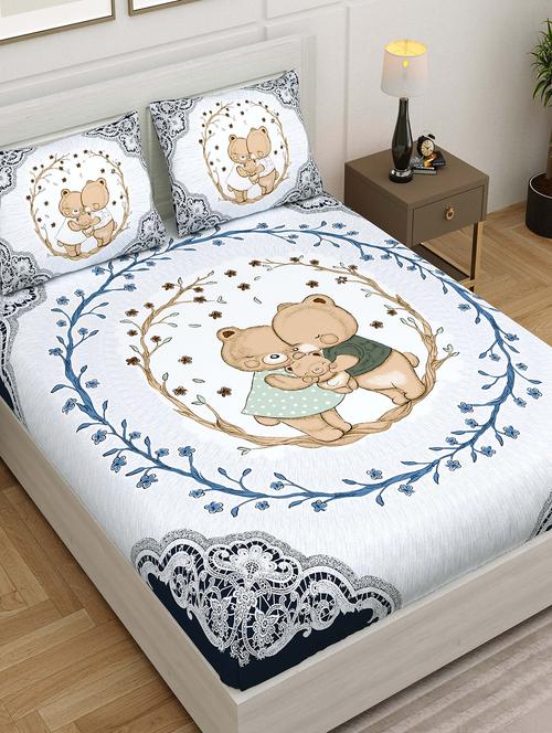 jaipur fabric printed double bedsheet with 2 pillow covers - 18645654 - Very Small Image - 1