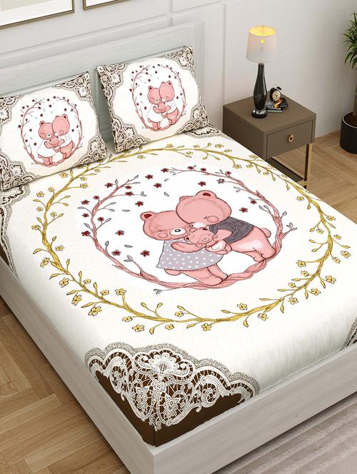 jaipur fabric printed double bedsheet with 2 pillow covers - 18645656 - Very Small Image - 1