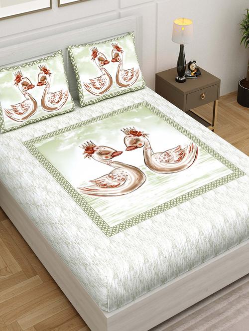 jaipur fabric printed double bedsheet with 2 pillow covers - 18645659 - Very Small Image - 1
