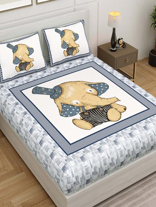 jaipur fabric printed double bedsheet with 2 pillow covers - 18645660 - Very Small Image - 1