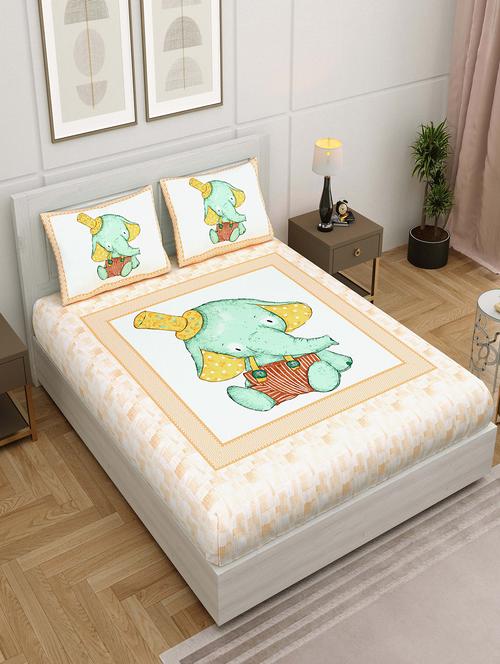 jaipur fabric printed double bedsheet with 2 pillow covers - 18645661 - Very Small Image - 1