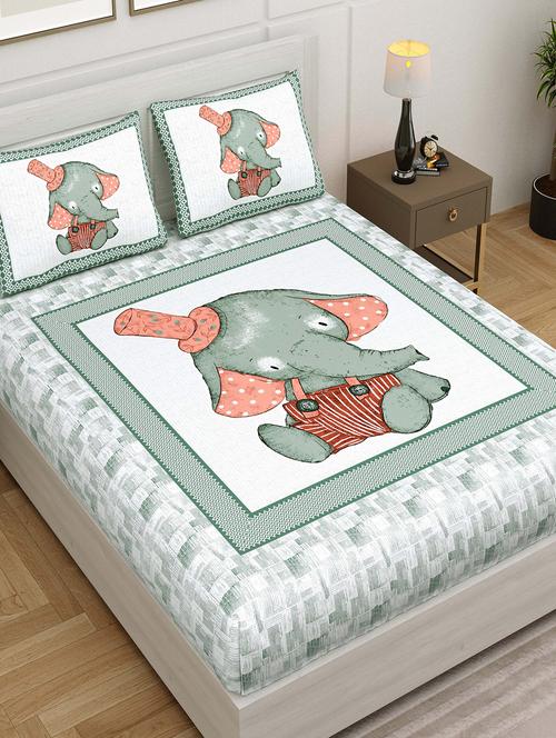 jaipur fabric printed double bedsheet with 2 pillow covers - 18645662 - Very Small Image - 1