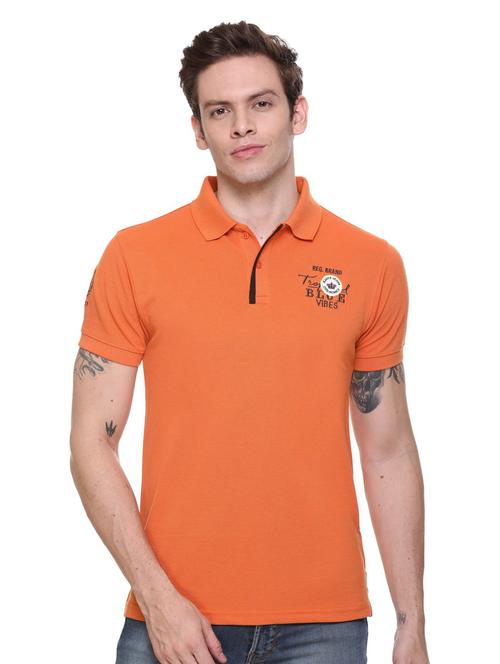 orange solid polo t-shirt - 18645747 - Very Small Image - 1