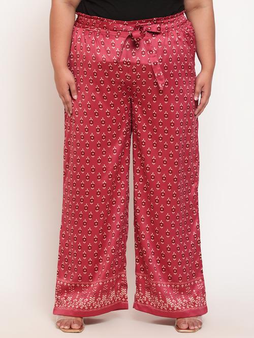 red printed plus trouser - 18645829 - Very Small Image - 1